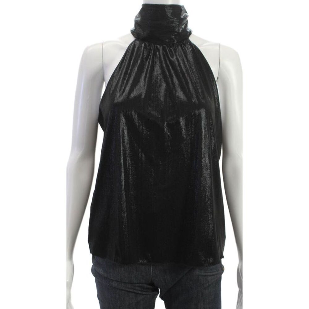 Wildfox Womens Black Halter Button Polyester Sleeveless Blouse Size M